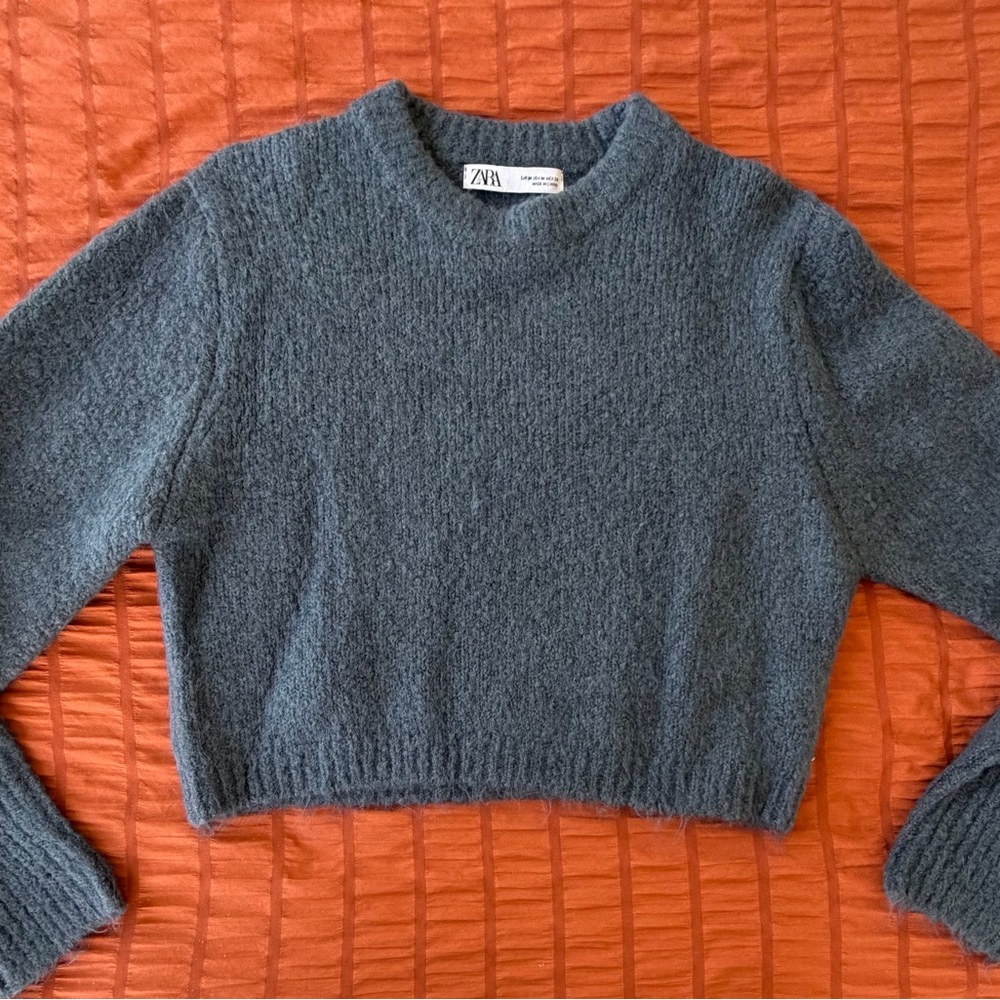 Zara Blue / Charcoal Women's Crew Neck Sweater